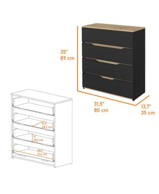 Four Drawer Dresser Modern Superior Top 35.03 inch Wide 13.77 inch Deep Storage Organizer for Bedroom