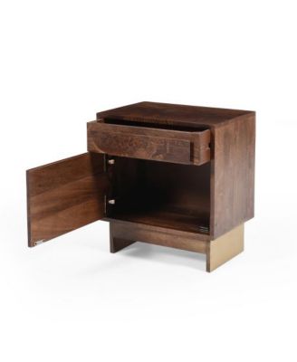 Elegant Modern Wooden Nightstand with 1 Drawers Walnut Finish Bedside Table for Bedroom Living Room