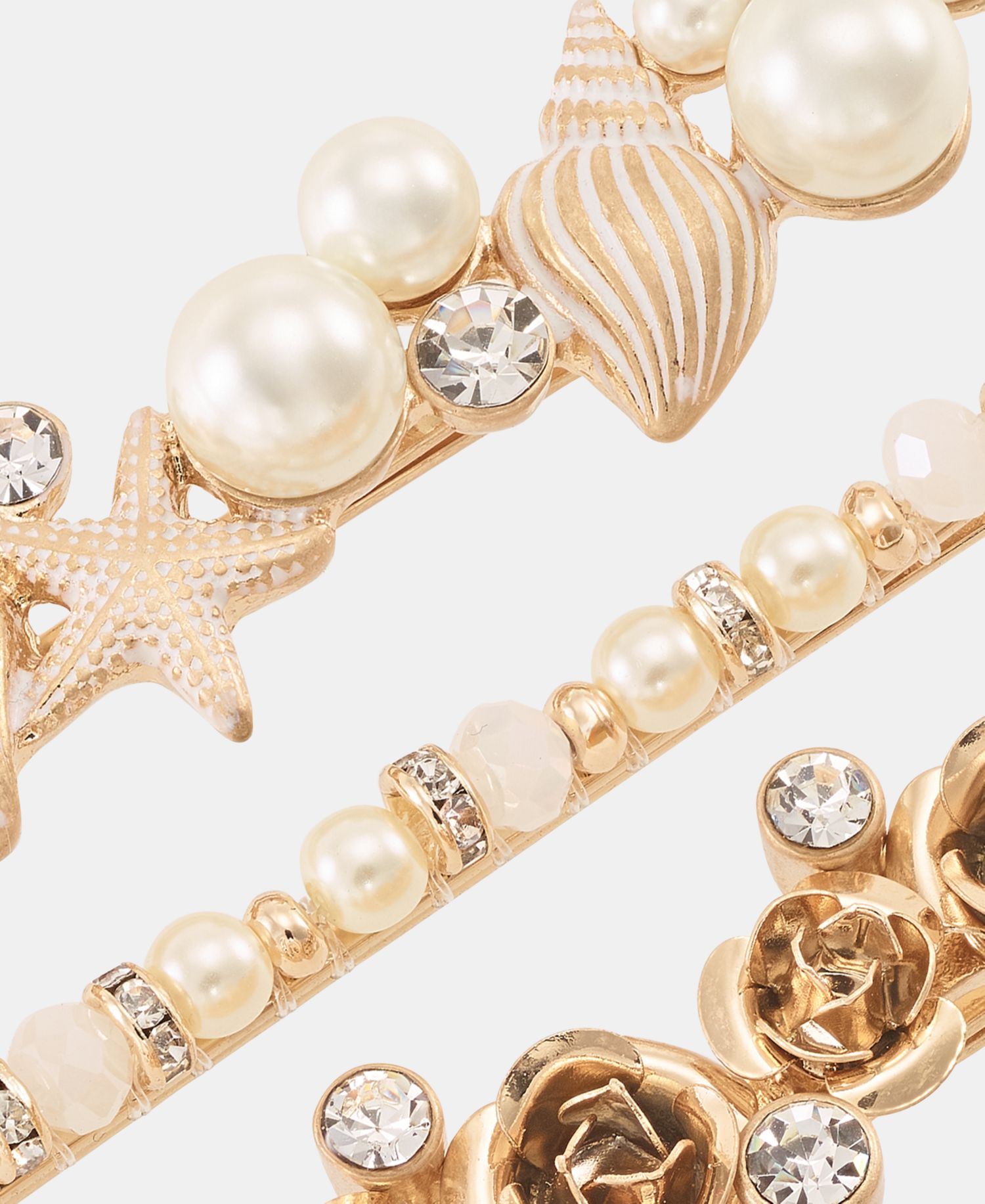 4-Pc. Crystal & Imitation Pearl Bobby Pin Set