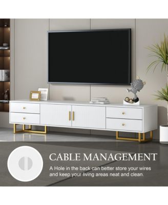 Modern TV Stand for TVs up to 75'', Entertainment Center Media Console Table with 4-Drawer and 2 Cabinets for Living Room