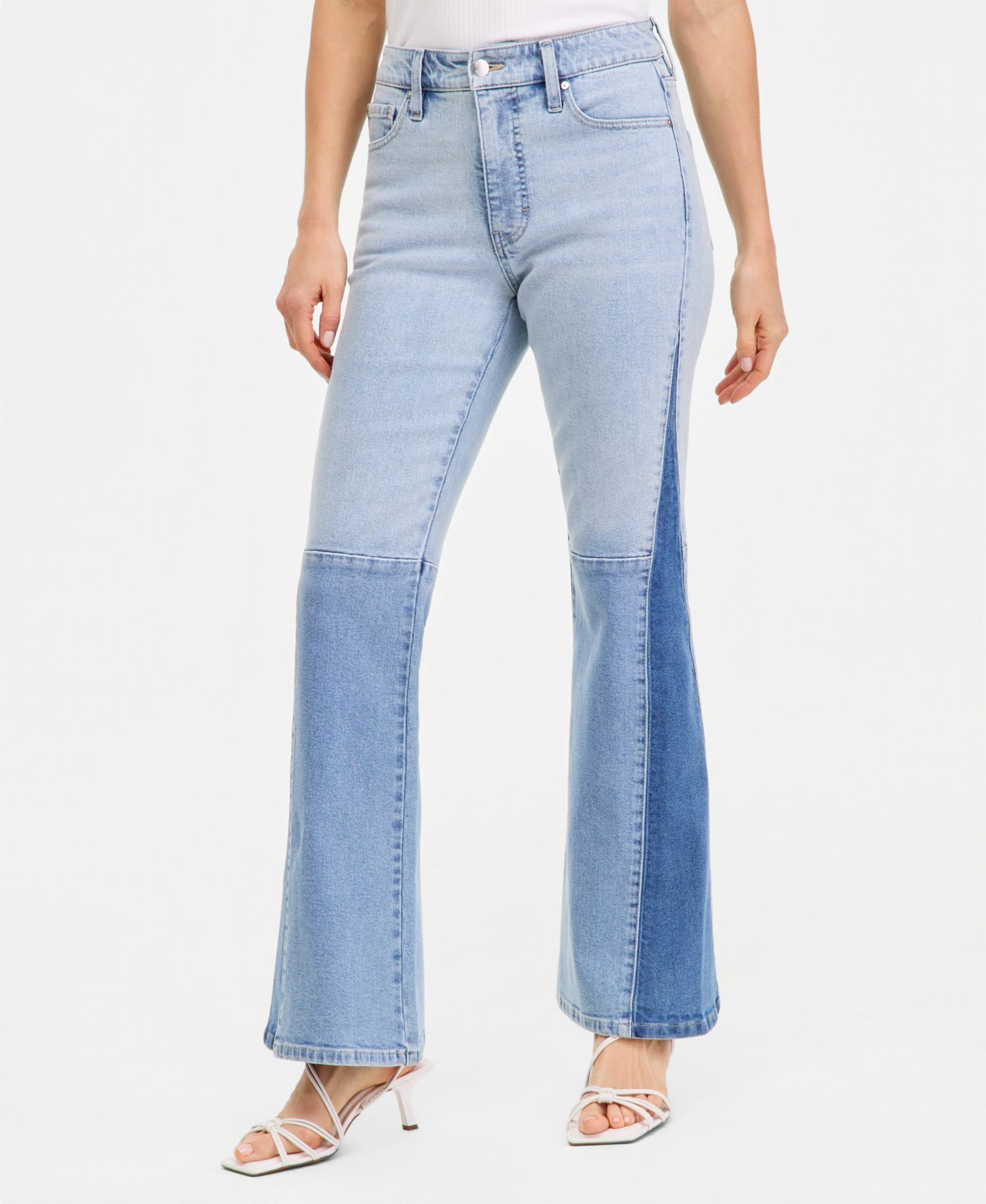 Women's Colorblocked High-Rise Flare Jeans