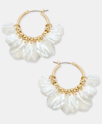 lonna lilly Shaky Imitation Pearl Charm Hoop Earrings - White 24$