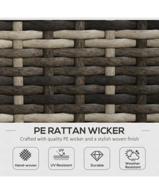 Patio Furniture Set, 4 Piece Outdoor Rattan Conversation Set with 2 Armchairs, Cushions, Loveseat Sofa & Coffee Table for Porch, Poolside, Lawn, Dark Gray