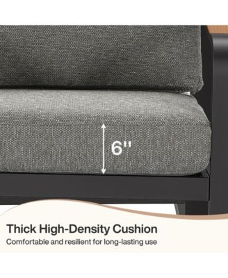 Outdoor Single Patio Sofa with Removable Cushions, Metal Frame Patio Sofa Chair with Thick Cushions for Patio, Balcony, Garden