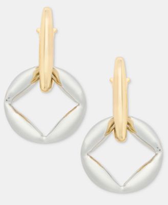 Puffy Geometric Charm Hoop Earrings