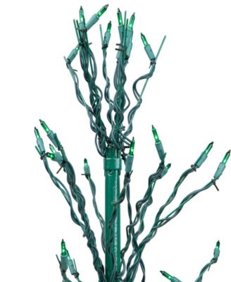 4' Green Lighted Christmas Cascade Twig Tree Outdoor Decoration - Green Lights