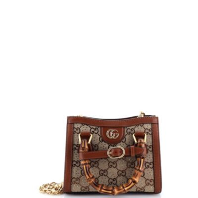 Mini Diana NM Bamboo Handle Tote Crystal Embellished GG Canvas