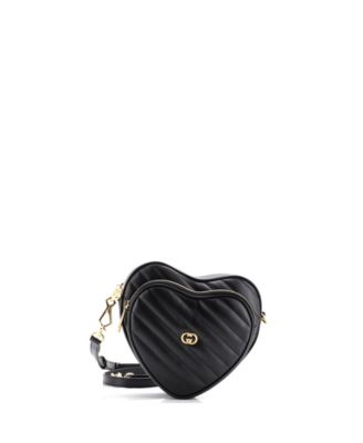 Mini Interlocking G Heart Shoulder Bag Diagonal Quilted Leather