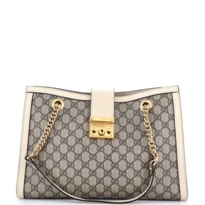 Medium Padlock Chain Tote GG Coated Canvas with Leather