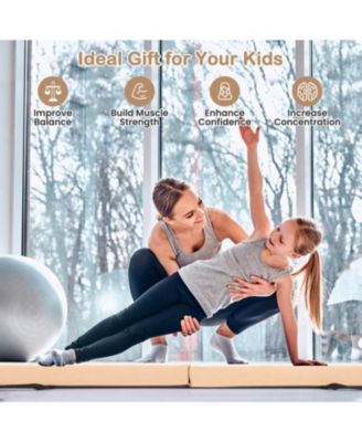 7 FT Folding Balance Beam with Removable Suede Cover and Non-slip Bottom