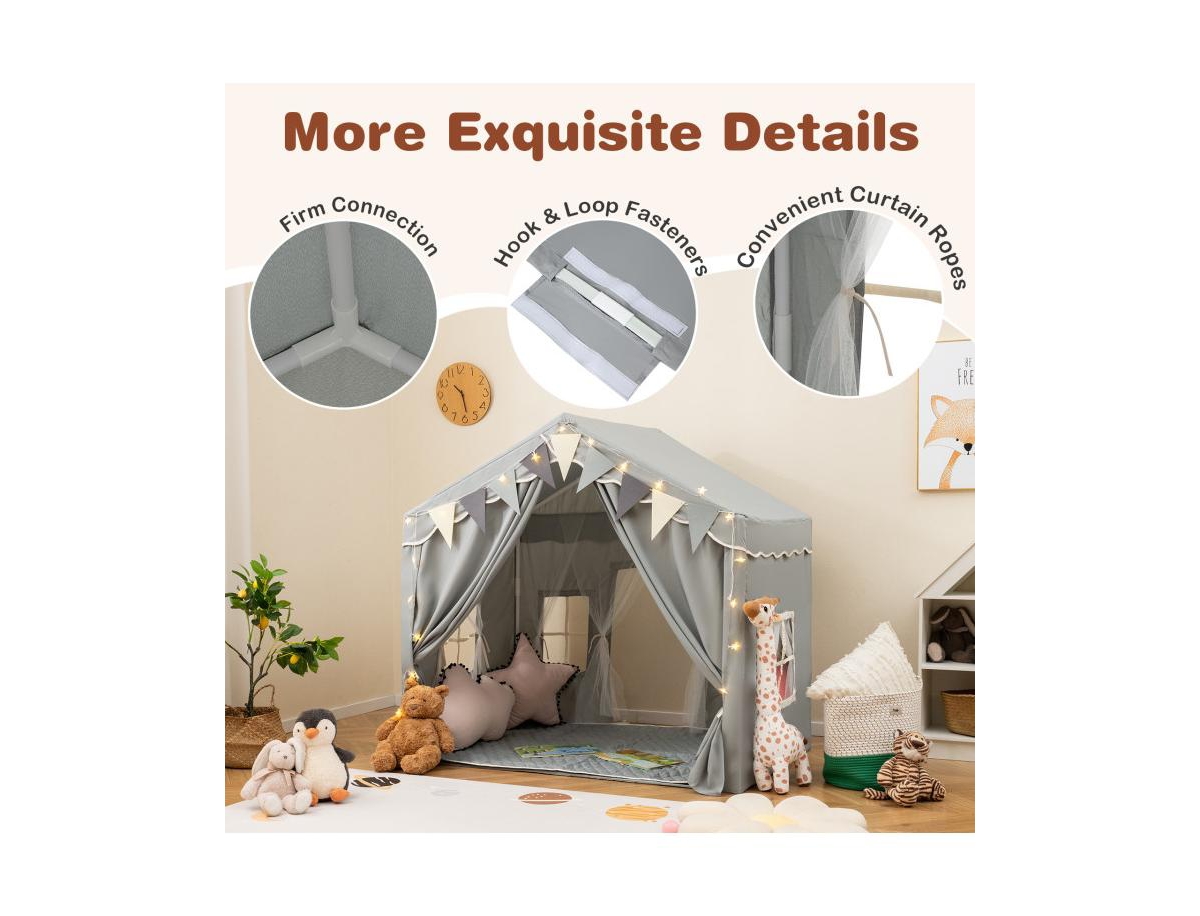 Hongge 3-4 Kids Large Play Tent House with 2 Opening Doors and Star Lights
