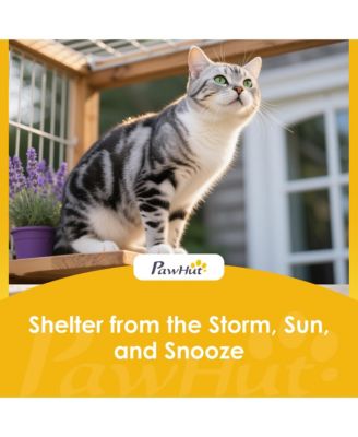 Catio Outdoor Cat Enclosure, 77" H Wooden Cat House with Weatherproof Roof