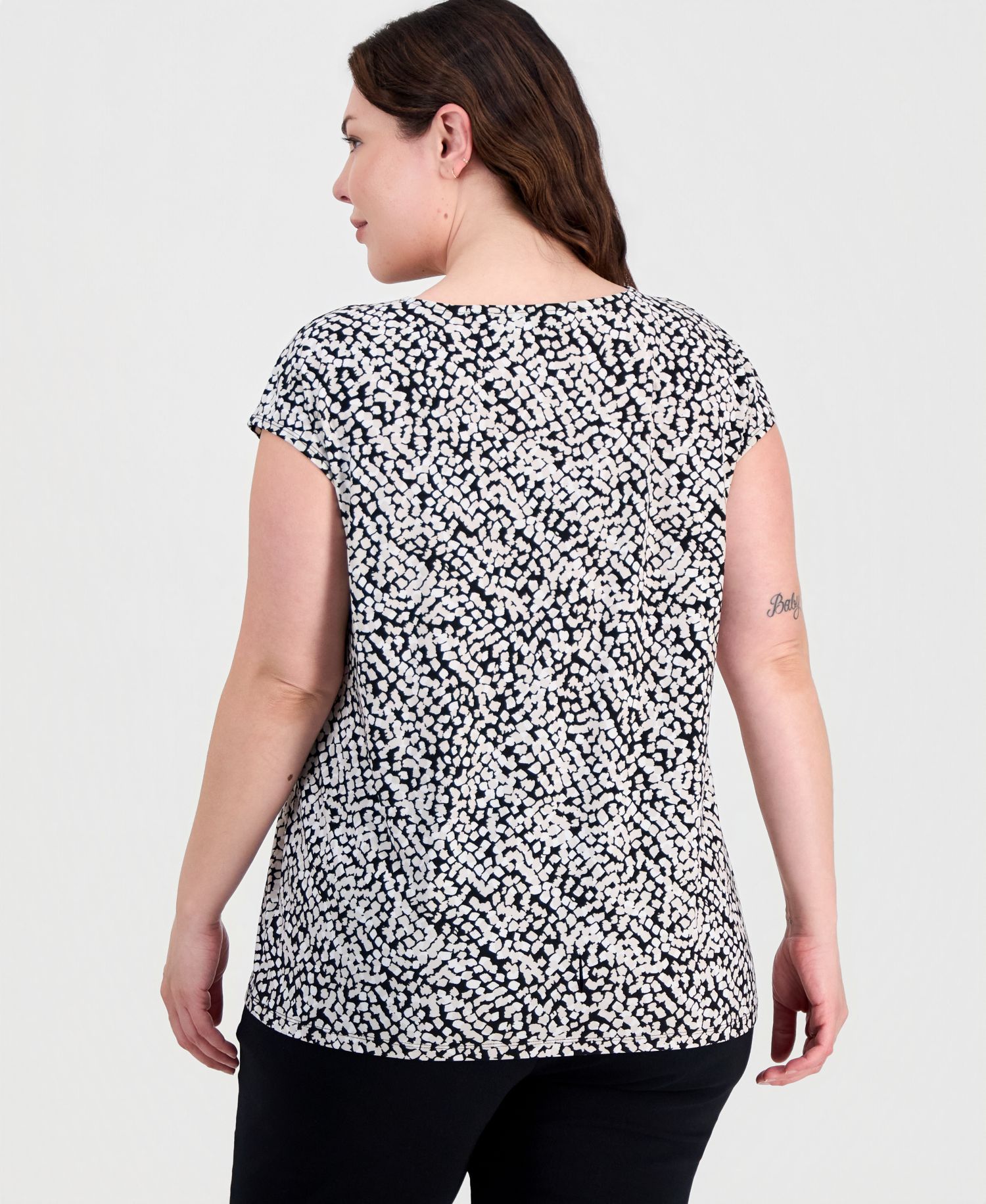 Plus Size Knot-Neck Extended-Shoulder Top