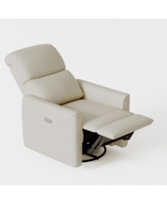 Power Swivel Glider Recliner Chair, PU Leather, Electric Rocker with Lumbar Support, USB Port, Nursery/Living Room