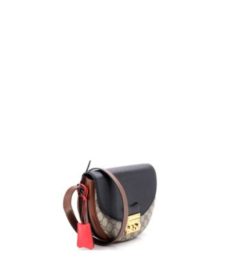 Small Padlock Saddle Shoulder Bag GG Coated Canvas and Leather