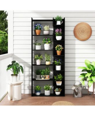 6-Tier Bookshelf Wooden Bookcase with 2 Anti-Tipping Kits Open Display