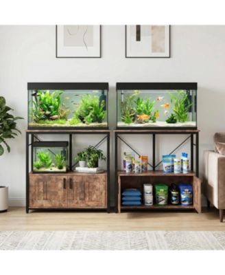 Heavy Duty Aquarium Stand for 40-50 Gallon Fish Tank - Metal & Wood Storage Cabinet - Supports 660lbs - Space for Accessories - Stylish Home