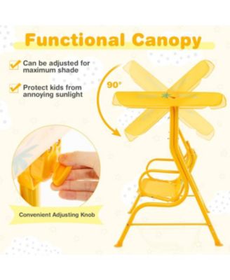 2 Seater Kids Patio Swing with Metal Stand and Adjustable Canopy