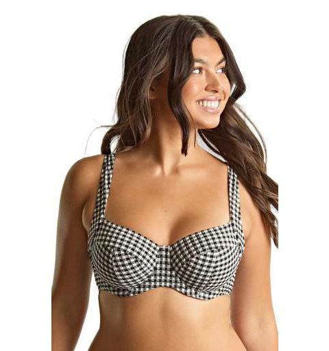 Женский купальный бюстгальтер Panache Lingerie Olivia с косточками и боковой поддержкой, цвет: Чёрный в мелкую клетку
