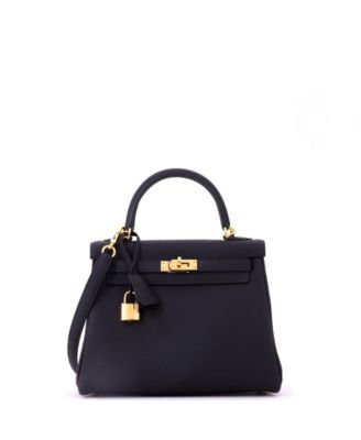 Kelly 25 Handbag Black Togo with Gold Hardware