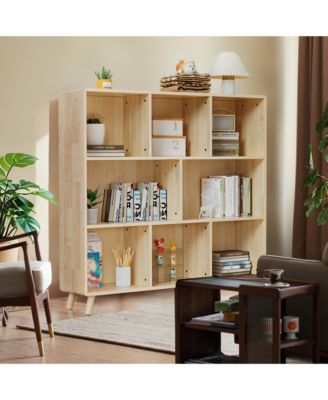 3-Tier Bookshelf, 8 Cube Open Storage Cabinet, Modern Wooden Bookcase for Living Room, Home Office