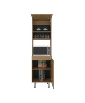 Fingal Kitchen Pantry with Microwave Space, Four Shelves and Closed Storage