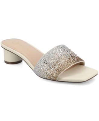 Women's Flora Embellished Block Heel Slide Dress Sandals
