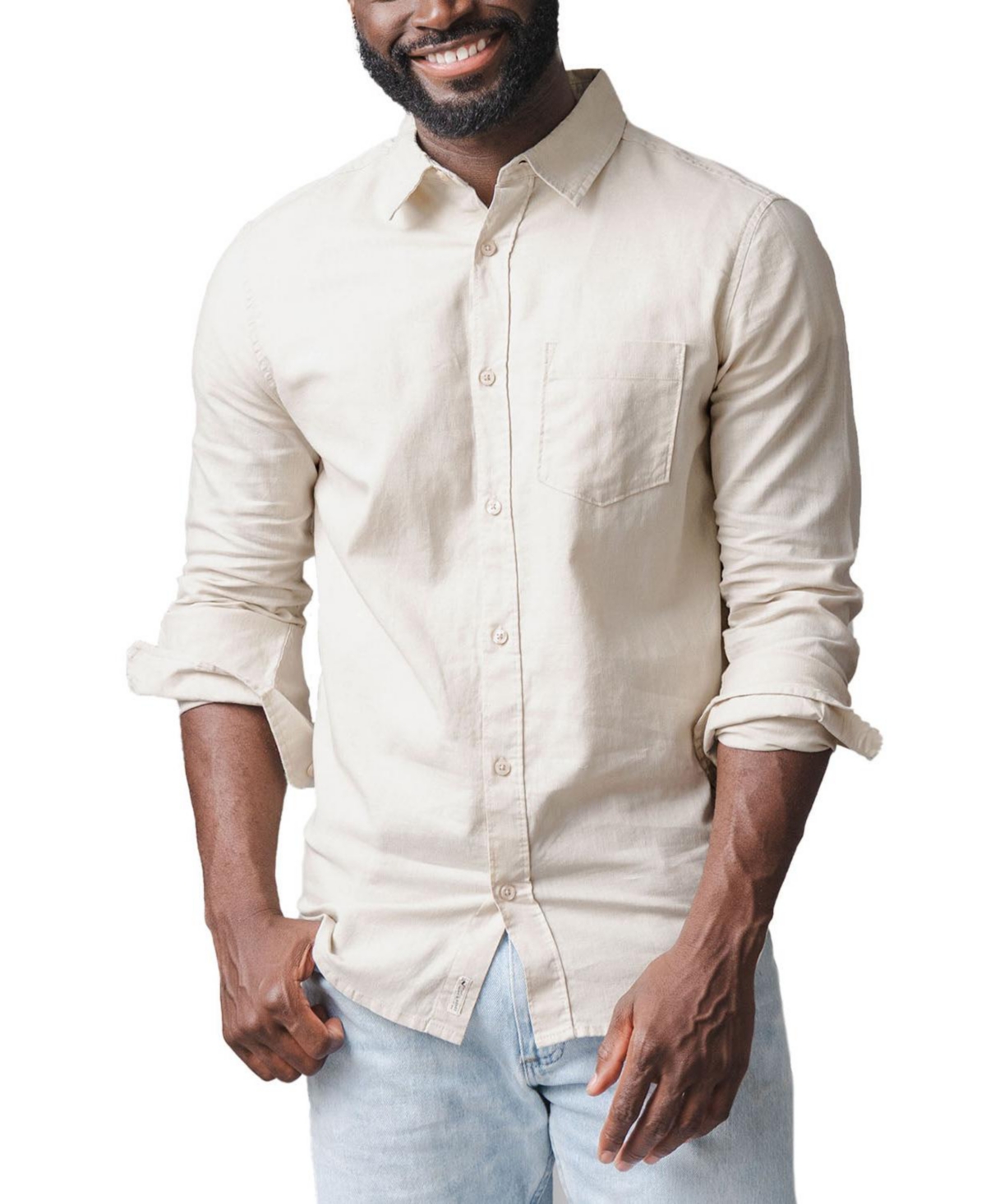 Hope & Henry Men's and Long Sleeve Solid Linen Shirt