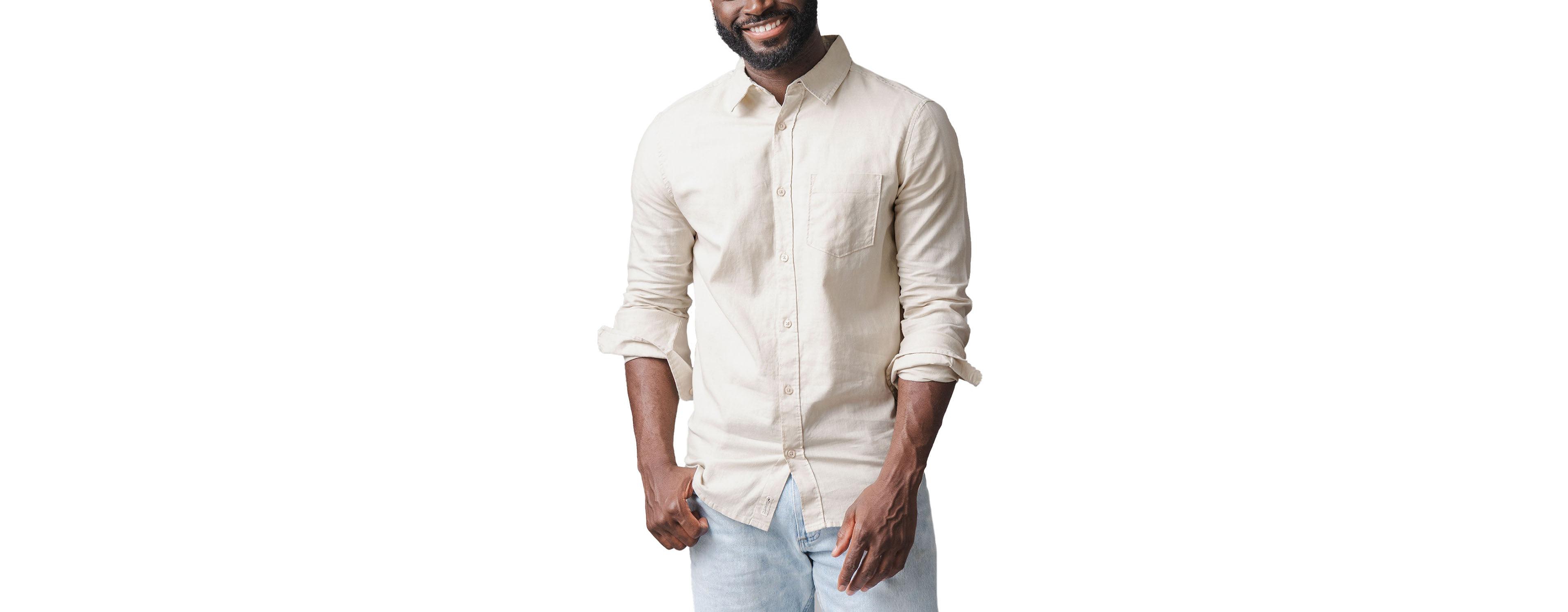 Hope & Henry Men's and Long Sleeve Solid Linen Shirt