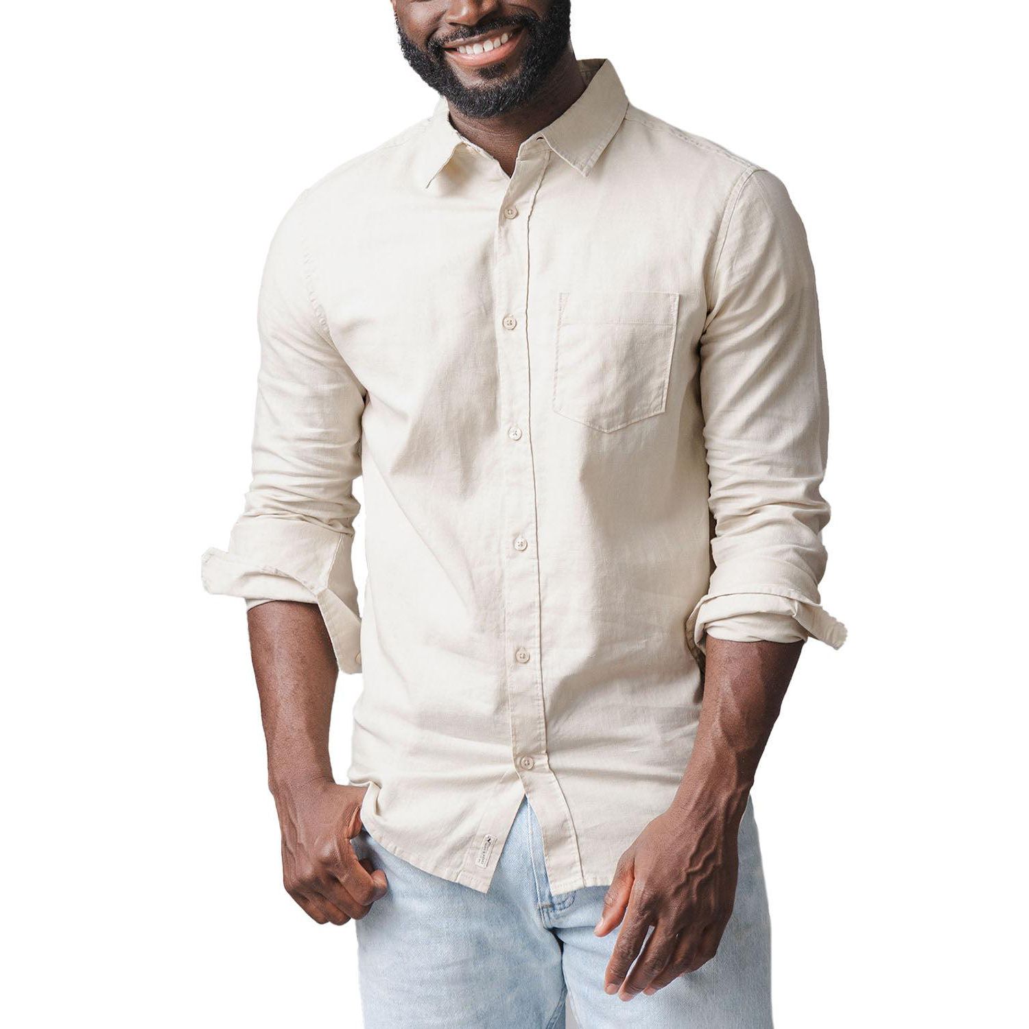 Men's Hope and Henry Long Sleeve Solid Linen Shirt