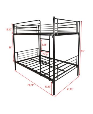 Twin Over Twin Metal Bunk Bed Ladder Storage No Box Spring