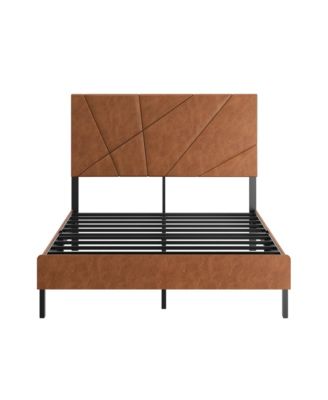 Full Size Metal Platform Bed Vintage Brown Under Bed Storage No Box Spring Needed