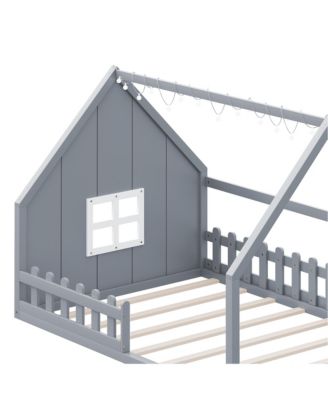 Full Size Wood House Bed Window Fence