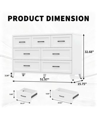 7 Drawer Dresser for Bedroom - Modern Metal Storage Chest with Smooth-Glide Drawers and Adjustable Leveling Feet for Hallway, Living Room