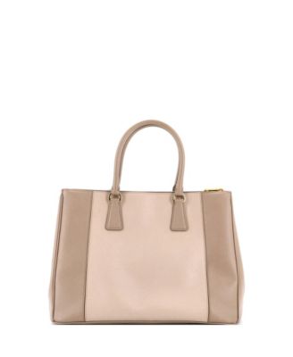 Medium Bicolor Double Zip Lux Tote Saffiano Leather