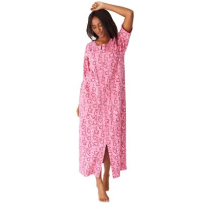 Petite Plus Dreams and Co. Long French Terry Zip-Front Robe
