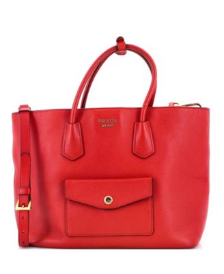 Front Pocket Convertible Tote Saffiano Leather