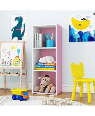 3 Cube Decorative Bookshelf Open Bookcase Toy Storage Organizer Horizontal Vertical, Pink