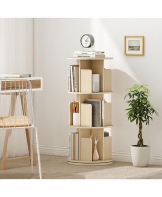 3-Tier Rotating Bookshelf with Dividers and Anti-falling