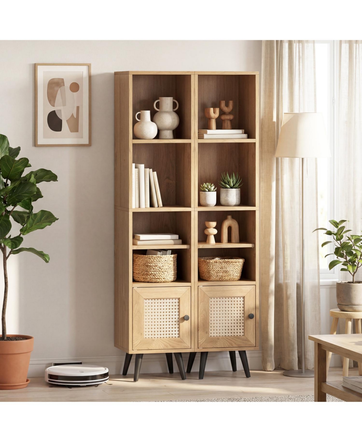 Slickblue 6-Tier Tall Narrow Bookcase 54 Inches Slim Storage