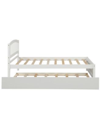 Twin Size Wood Platform Bed With Trundle Pine Wood No Box Spring