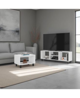 Carter 2 Piece Living Room Set, Streamlined with TV Stand and Coffee Table