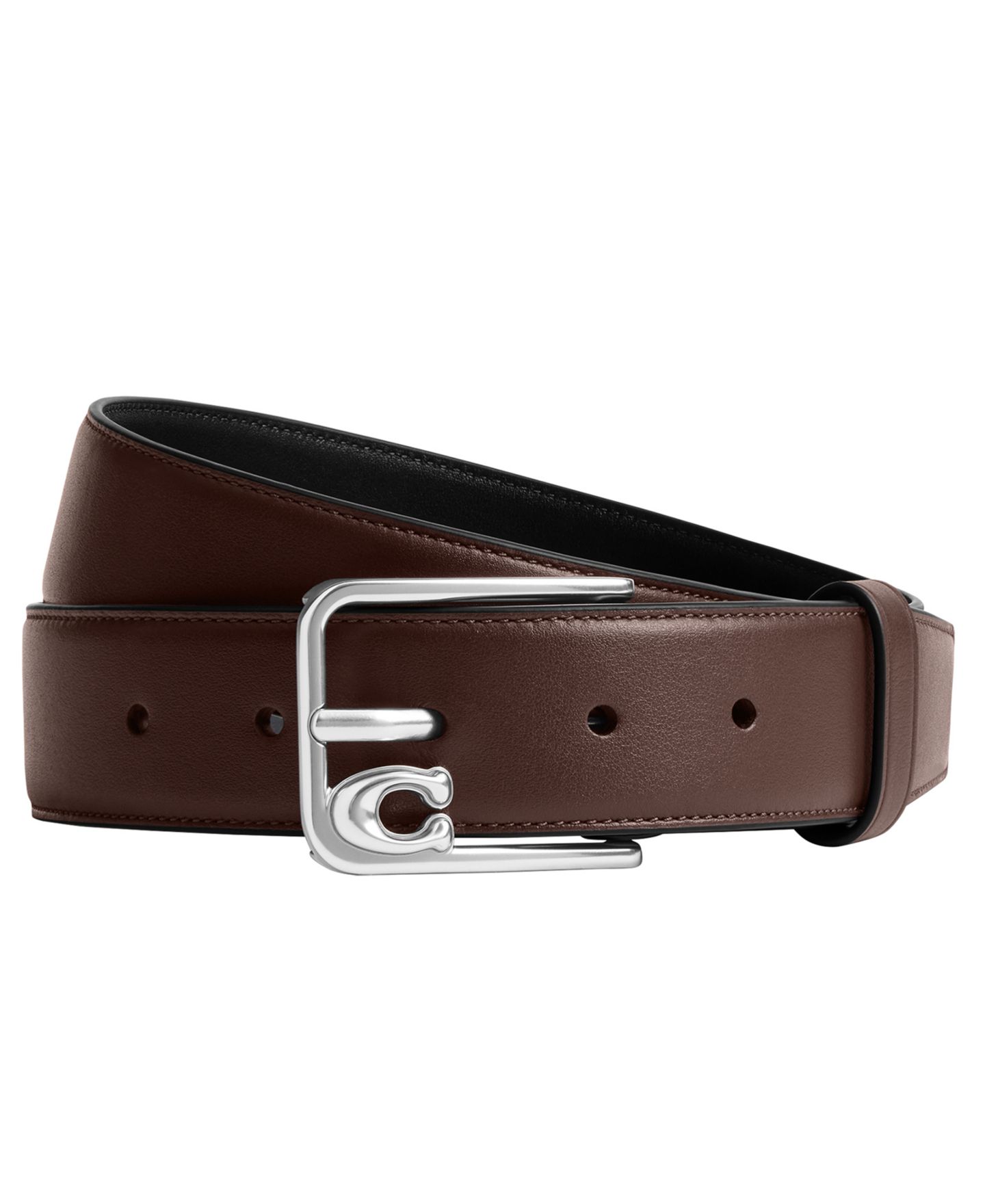 Мужской ремень COACH Signature Logo Leather Belt, цвет: Кленовый — фото 1