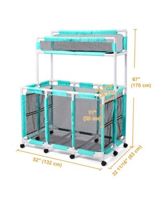 424 Gal Pool Float Storage Bin Blue Net Replacement 52"x33"x67" 2 Tiers Rolling Toys Cart