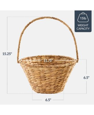 Easter Basket, Small Woven Easter Basket for Kids w/ Collapsible Handle, Tapered Shape