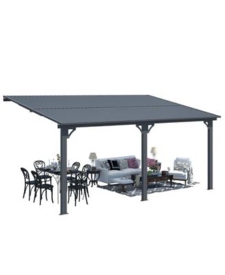 16x10 Outdoor Hardtop Gazebo Adjustable Height (6.5-9.8Ft) Pergola for Patio