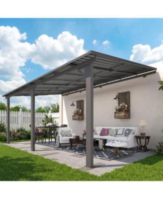 16x10 Outdoor Hardtop Gazebo Adjustable Height (6.5-9.8Ft) Pergola for Patio