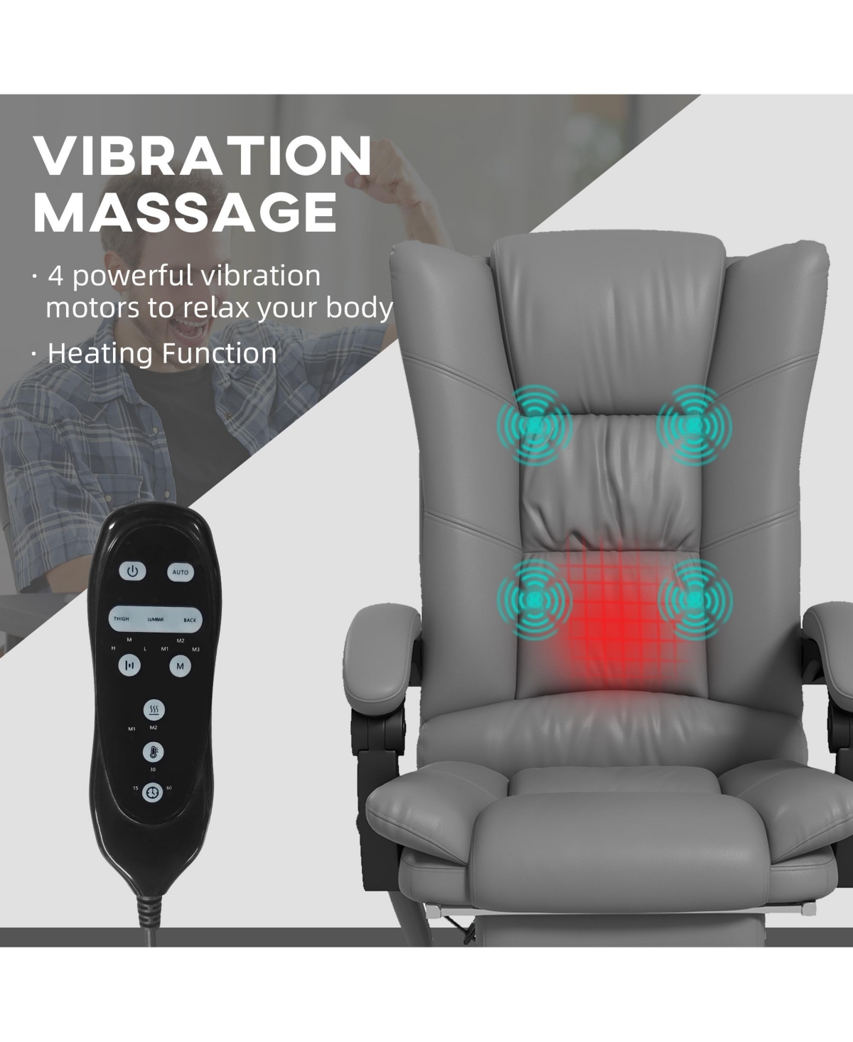 Boyel Living Vibration Massage Office Chair with Heat and Footrest