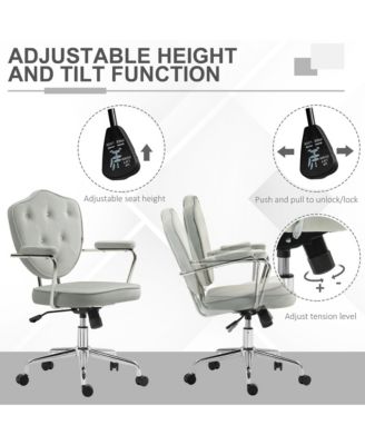 Cute Home Office Chair with Button Tufted Velvet-Feel Fabric