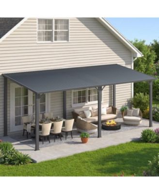 20' x 8' Hardtop Gazebo Outdoor Pergola Lean to Metal Pergolas
